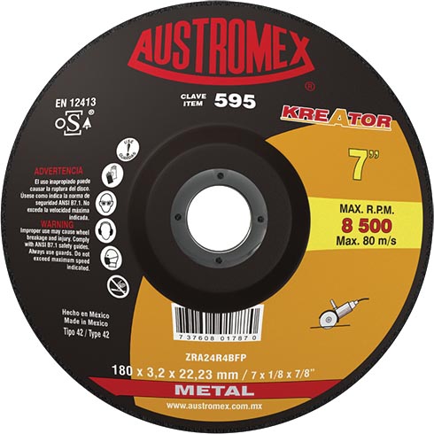 DISCO P/CORTE METAL 7X1/8X7/8 T27 C.595 AUSTROMEX