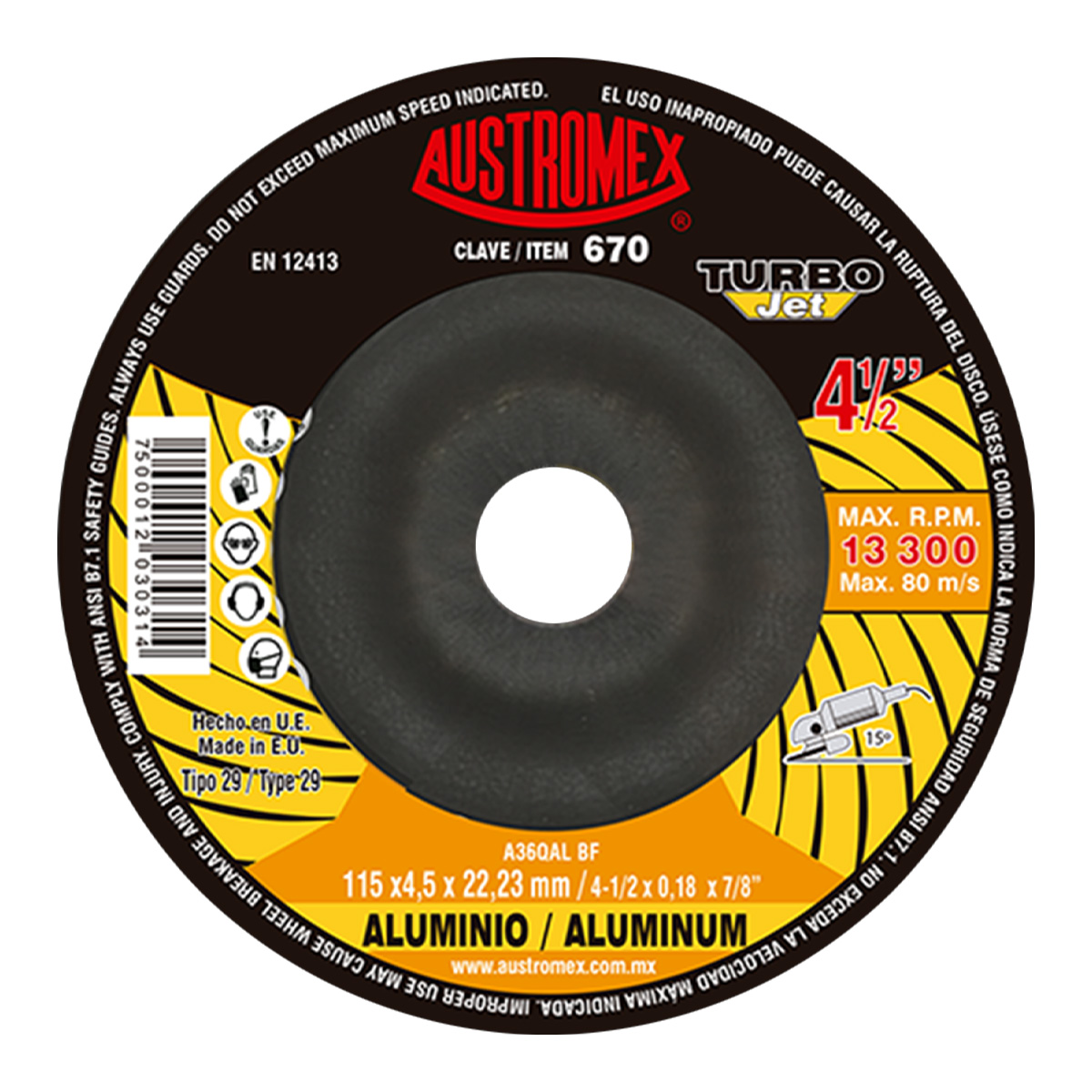 DISCO 4 1/2 X 4.5 X 7/8  DESB/ALUMINIO  C.670 AUSTROMEX SP