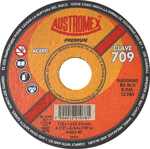 DISCO P/CORTE METAL 41/2X3/64X7/8 PRE.C.709 AUSTROMEX SP