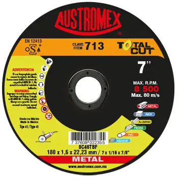 DISCO P/CORTE METAL 7X1/16 C.713 CUT MULTIPROPOSITO}