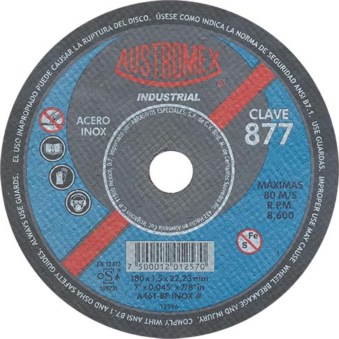 DISCO P/CORTE A.INOX. 7X1.5X7 DELG C.877 AUSTROMEX