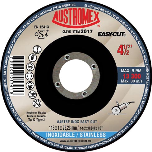 DISCO P/CORTE A.INOX.41/2x0.040x7/8 C.2017 AUSTROMEX SP