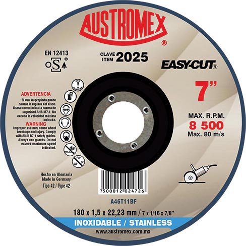 DISCO P/CORTE A/INOX 7 C.2025 EASY CUT AUSTROMEX