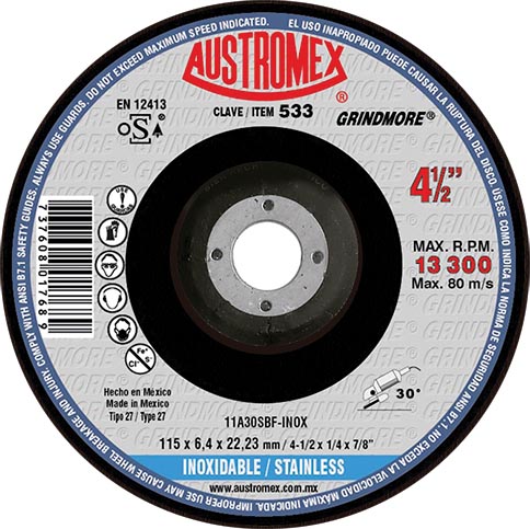 DISCO P/DESBASTE A.INOX 4 1/2X1/4 T27 C.533 AUSTROMEX