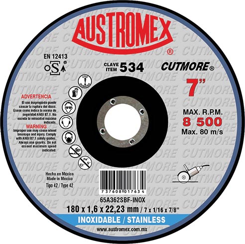 DISCO P/CORTE A.INOX. 7X1/16 C.534 AUSTROMEX