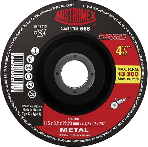 DISCO P/CORTE METAL 4 1/2X1/8 HUM C.566 AUSTROMEX