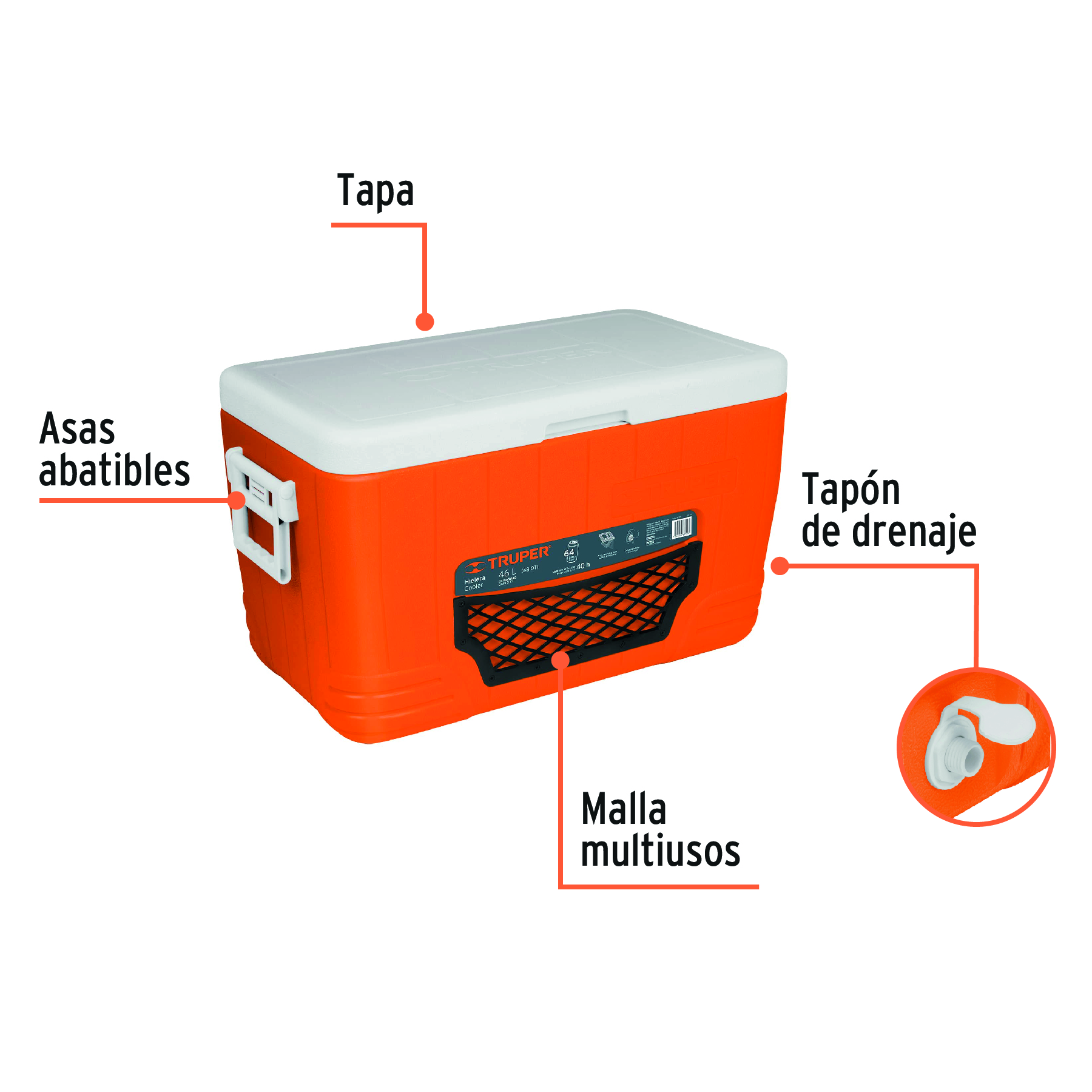 P HIELERA HIEL46 CONTRA IMPACTOS 12 GAL. TRUPER