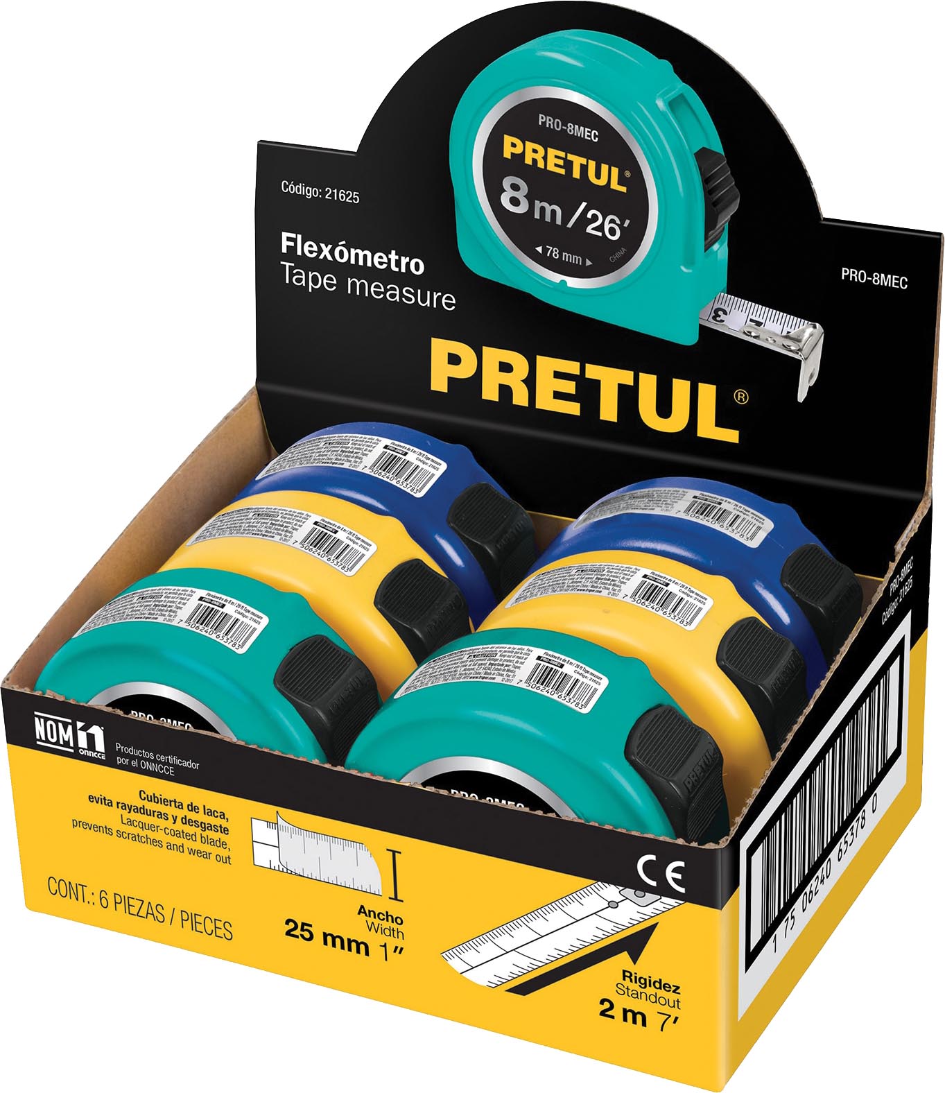 FLEXOMETRO PRO8MEC 8 M DISPLAY PZA 21625 PRETUL