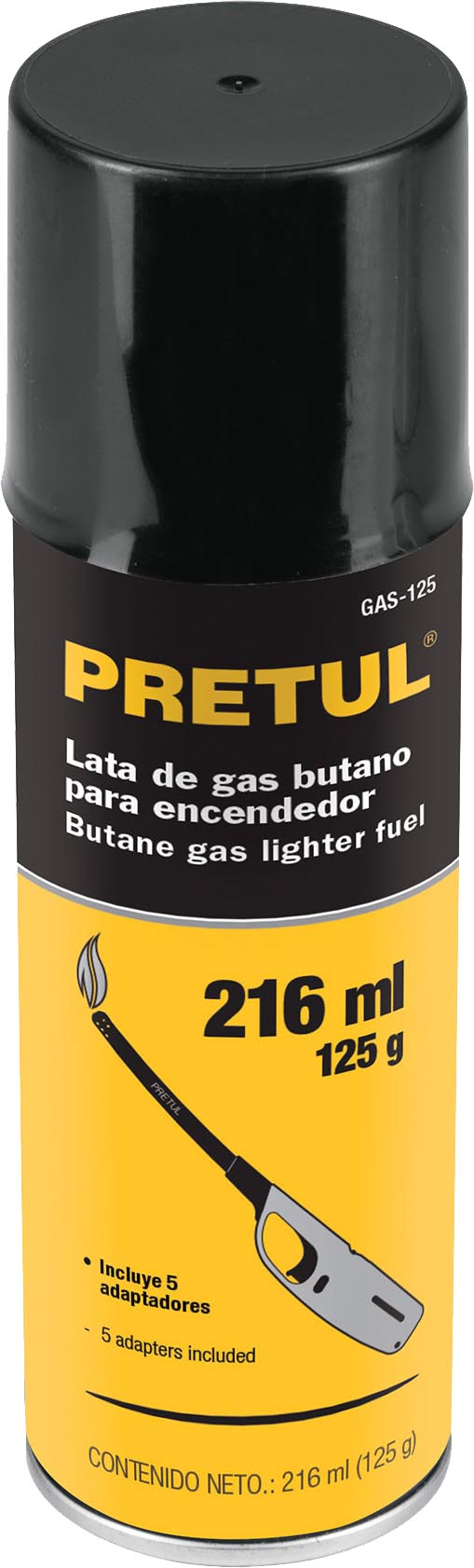 GAS BUTANO GAS125 P/ENCENDEDOR D/125 ML PRETUL/TC4563