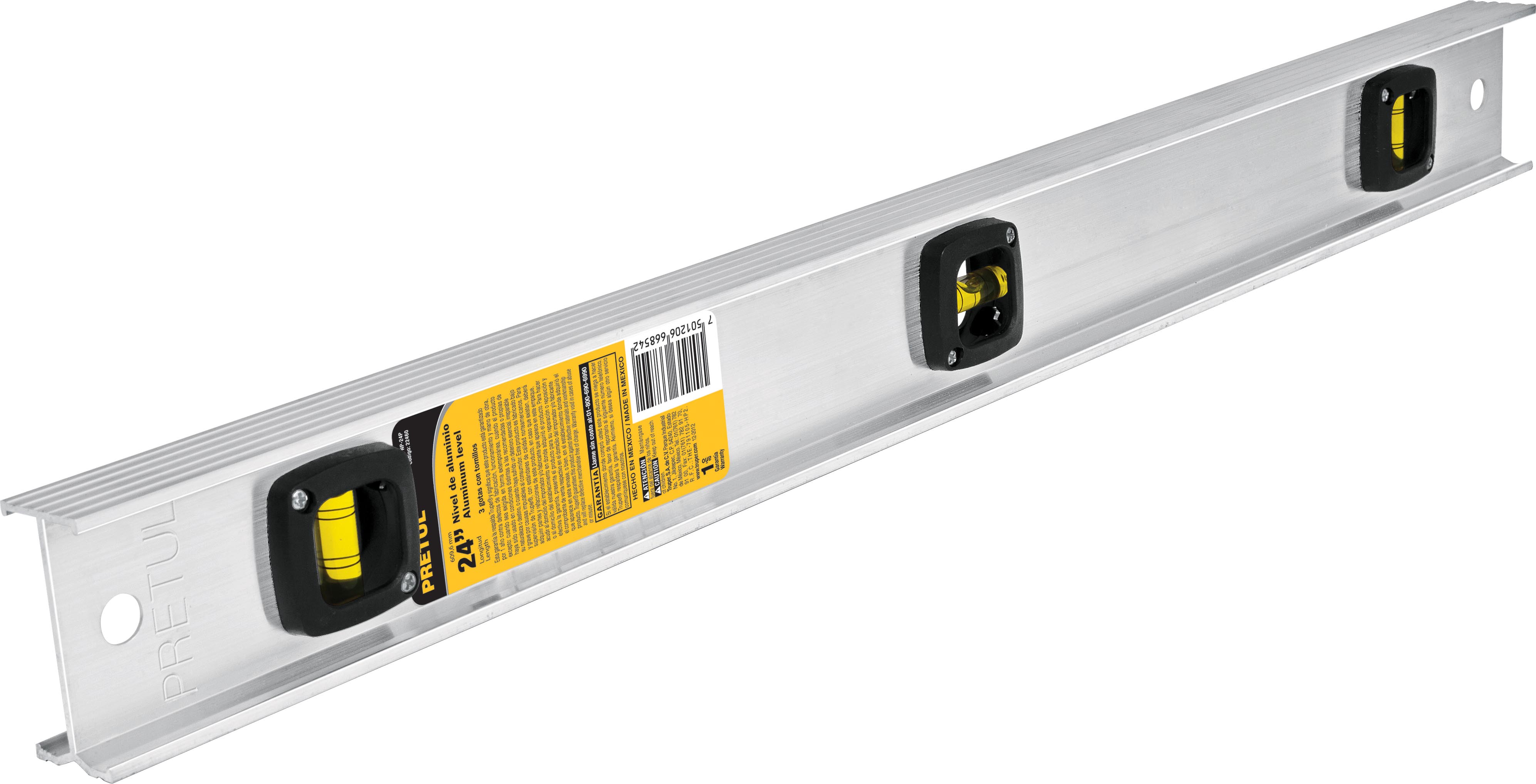 NIVEL NP24P DE ALUMINIO 3 GOTAS PRETUL