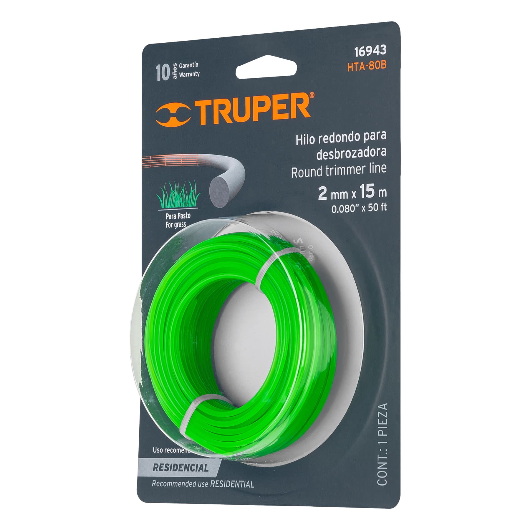 HILO HTA80B P/DESBROZADORA 80 VERDE BLIST. TRUPER