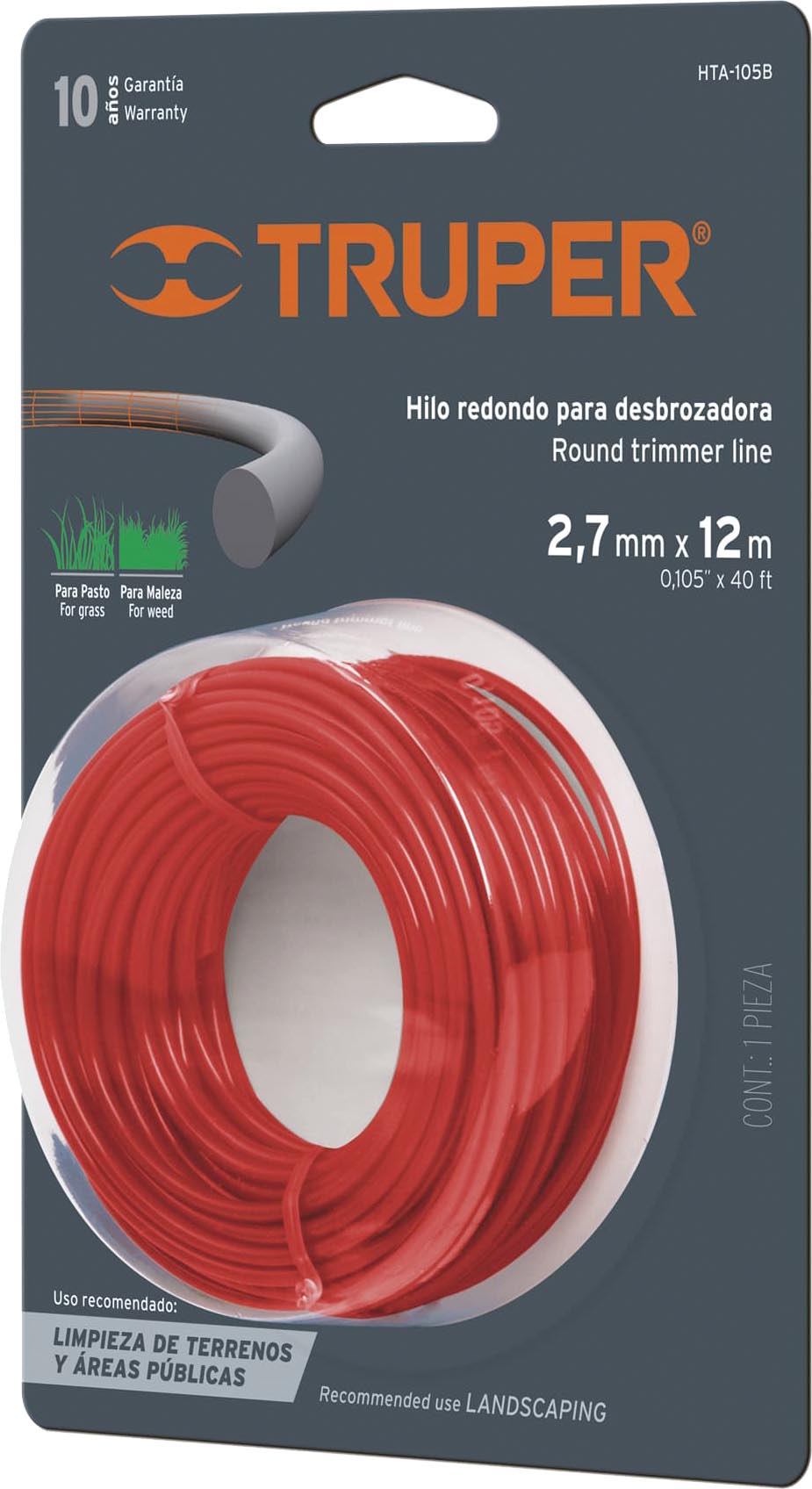 HILO HTA105B P/DESBROZADORA 105 ROJO BLIST. TRUPER