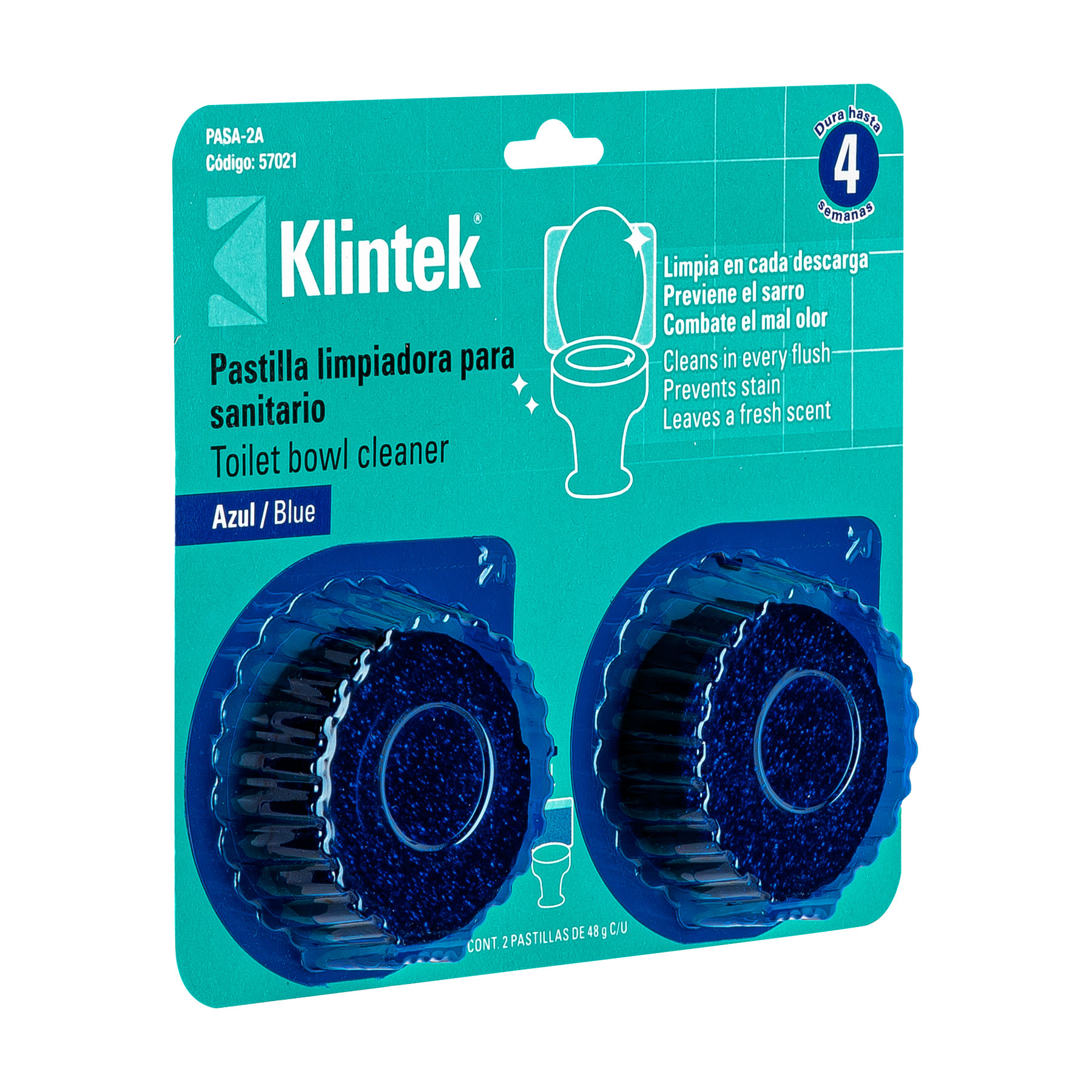 PASTILLA PASA2A P/TANQUE WC AZUL 2 PZAS KLINTEK 57021