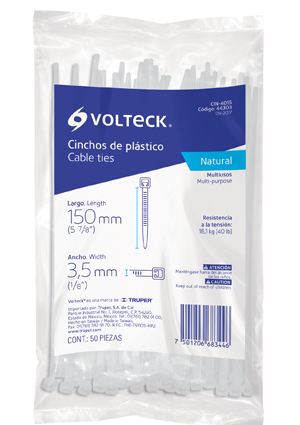 CINCHO CIN4020 D/PLASTICO BLANCO B/50 VOLTECK