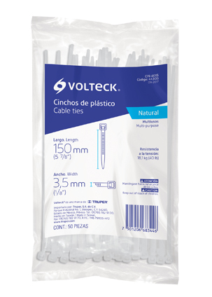 CINCHO CIN4025 D/PLASTICO BLANCO B/50 VOLTEK