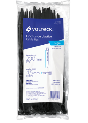CINCHO CIN5020N D/PLASTICO NEGRO B/50 VOLTECK