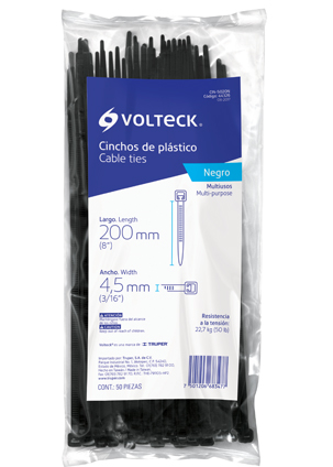 CINCHO CIN5050N D/PLASTICO NEGRO B/25 VOLTECK FU0791