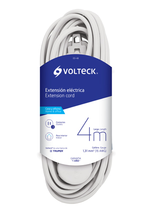 EXTENSION ED6B ELECTRICA BLANCA 6 M CLAVIJA PLANA VOLTECK
