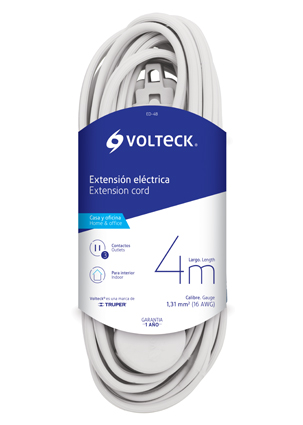 EXTENSION ED10B ELECTRICA BLANCA 10M CLAVIJA PLANA VOLTECK