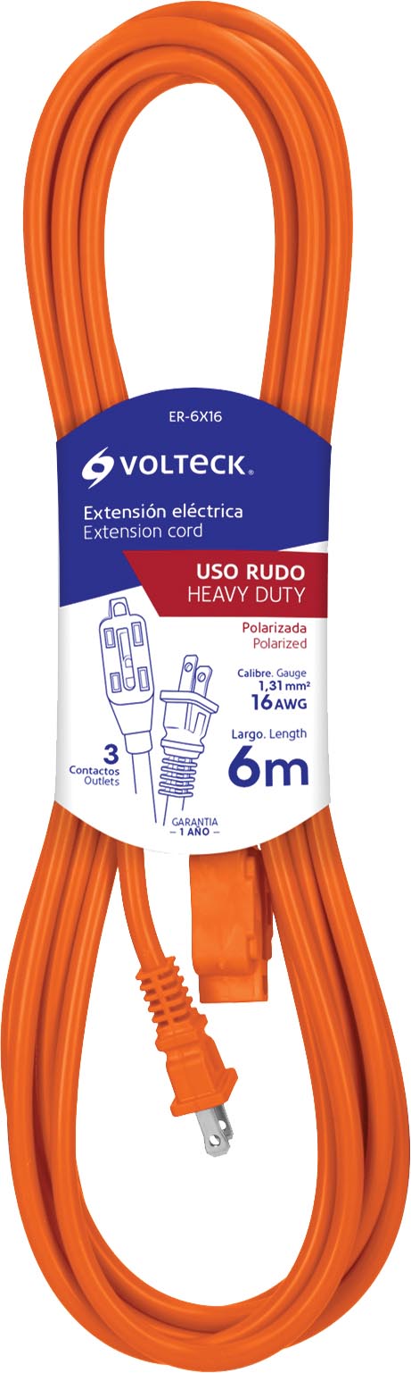 EXTENSION ER6X16 ELECTRICA USO RUDO 6 MTS. NJA. VOLTECK