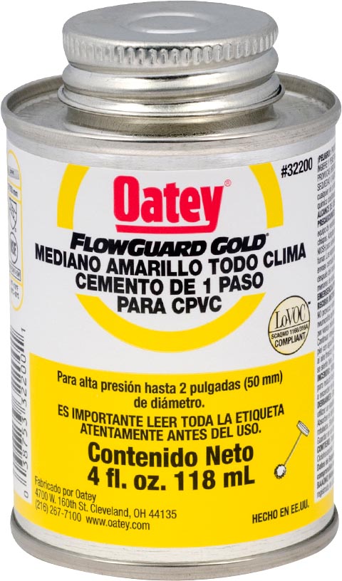 CEMENTO P/CPVC AMAR.GOLD BOTE 4 OZ OATEY 32428MX