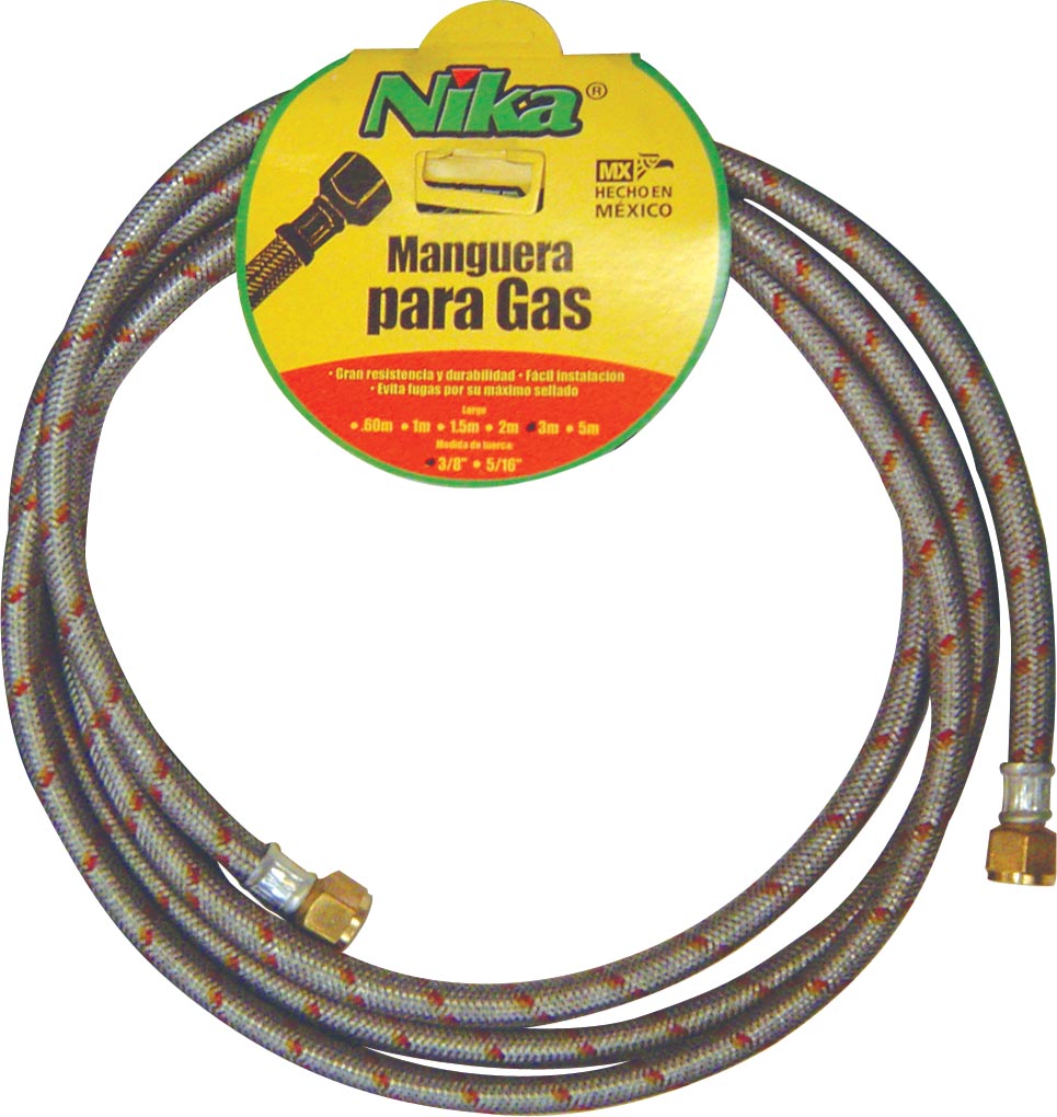 MANGUERA P/GAS 3/8 X 3 MTS ALUMINIO NIKA