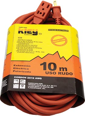 EXTENSION ELECTRICA USO RUDO NJA. 10 MTS. EXT021 KLEY