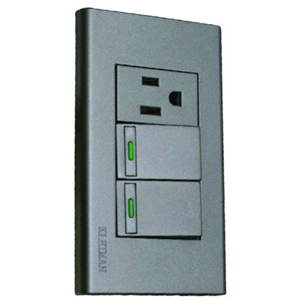 PLACA GRIS ARMADA 2 APAGADORES Y 1 CONTACTO PLA2A1C KLEY