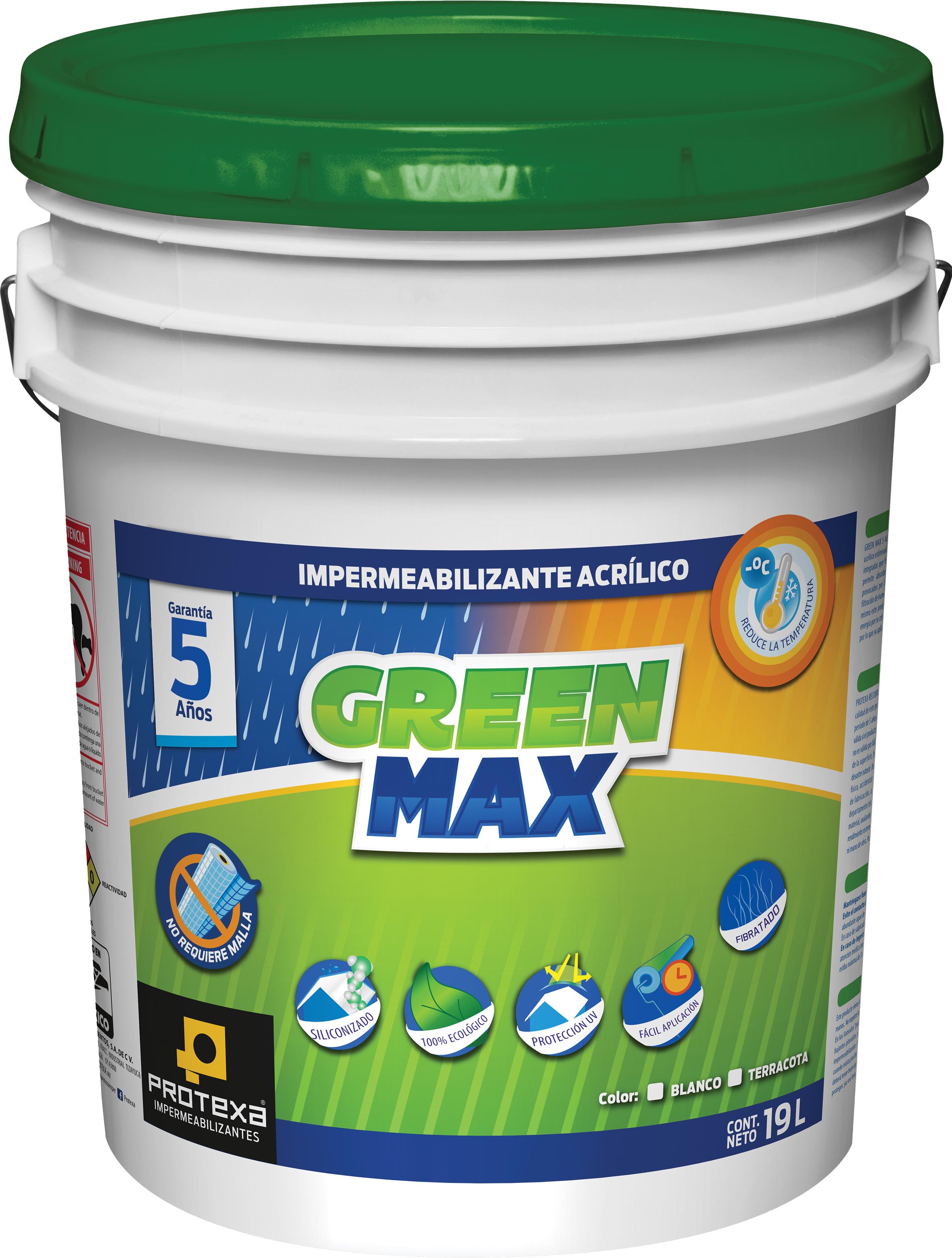IMPERMEABILIZANTE ACRIL GREEN MAX BLANCO 5 ANOS C/19 L ...