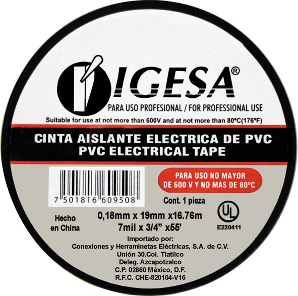 CINTA D/AISLAR LX 66BK 3/4 X 16.76 MTS NGA IGESA