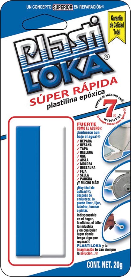 PLASTILINA PLASTILOKA SUPER/RAPIDA 20 GR. AZUL PLS20 PIEZA