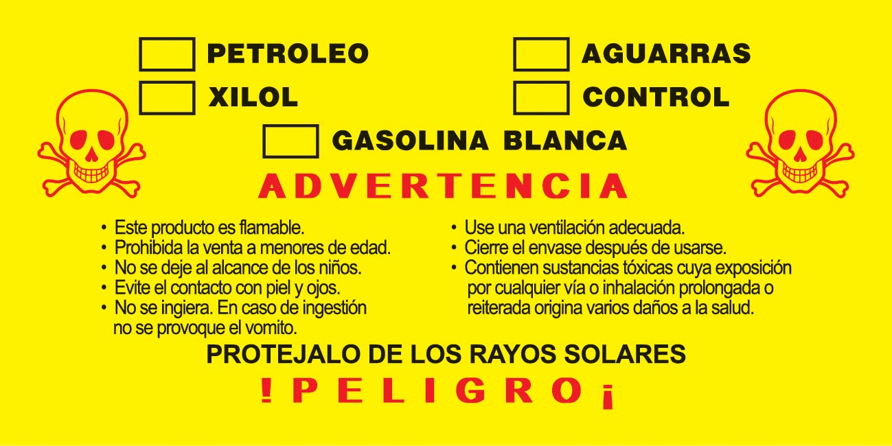 ETIQUETA PARA SOLVENTE GENERICA ETI038