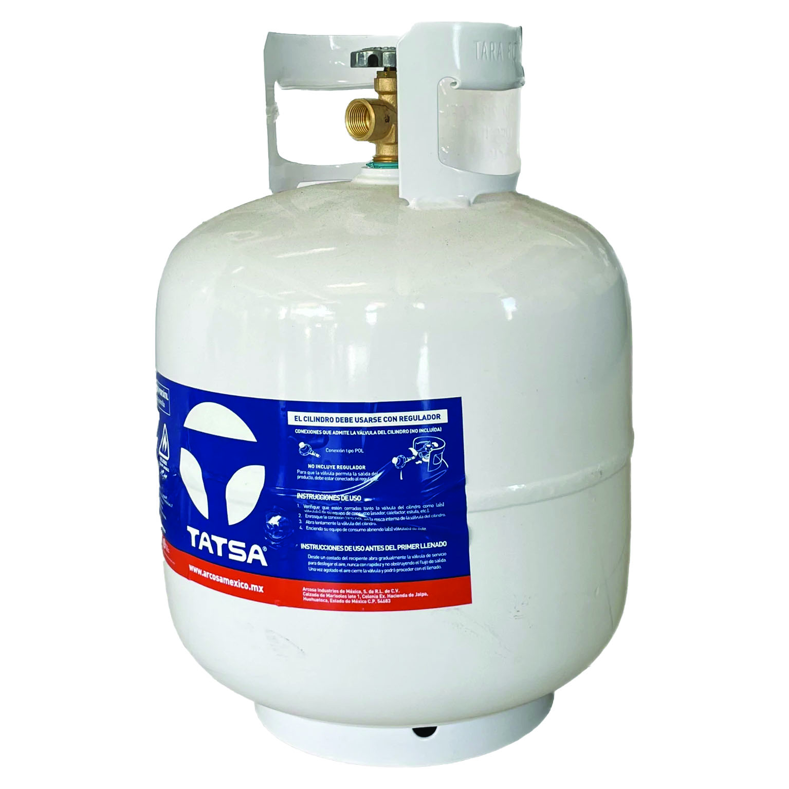 CILINDRO P/GAS 9.5 KG BLANCO TATSA C/VALV.NORMAL